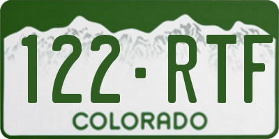 CO license plate 122RTF