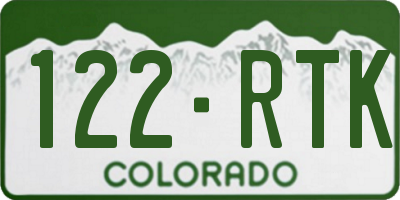 CO license plate 122RTK