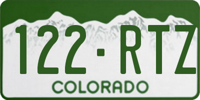 CO license plate 122RTZ
