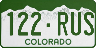 CO license plate 122RUS