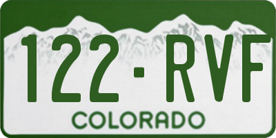 CO license plate 122RVF