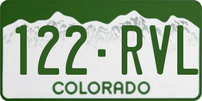 CO license plate 122RVL