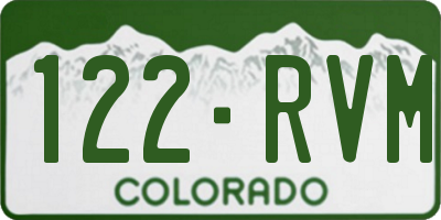 CO license plate 122RVM