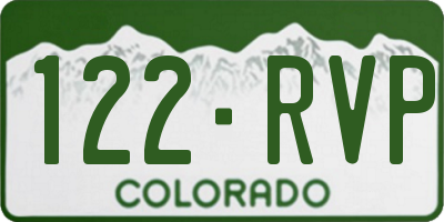 CO license plate 122RVP