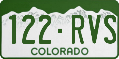 CO license plate 122RVS