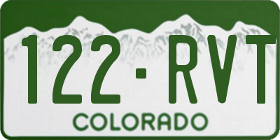 CO license plate 122RVT