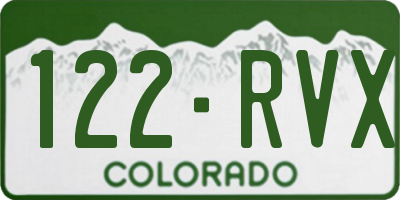 CO license plate 122RVX