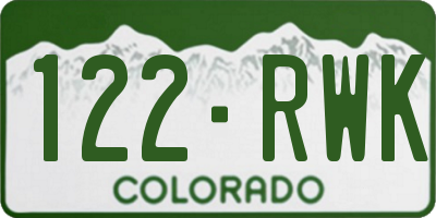 CO license plate 122RWK