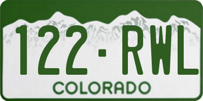 CO license plate 122RWL