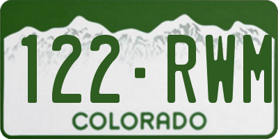 CO license plate 122RWM
