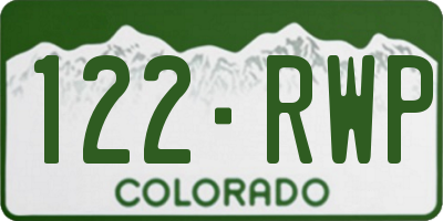 CO license plate 122RWP