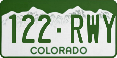 CO license plate 122RWY