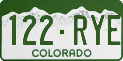 CO license plate 122RYE