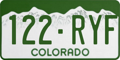 CO license plate 122RYF