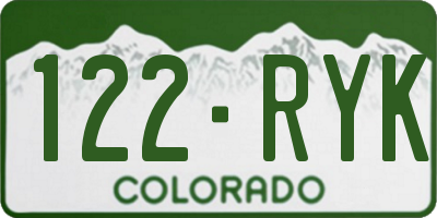 CO license plate 122RYK