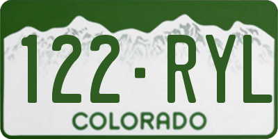 CO license plate 122RYL