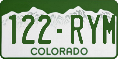 CO license plate 122RYM