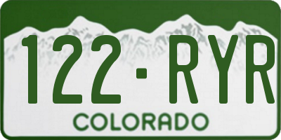 CO license plate 122RYR