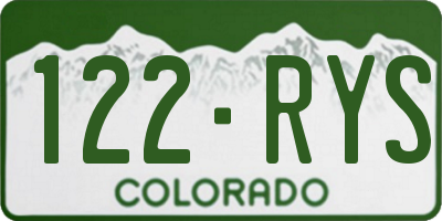 CO license plate 122RYS