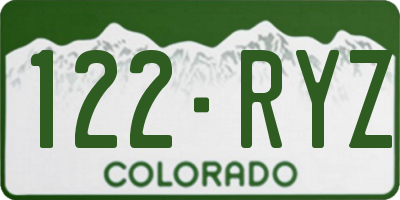 CO license plate 122RYZ