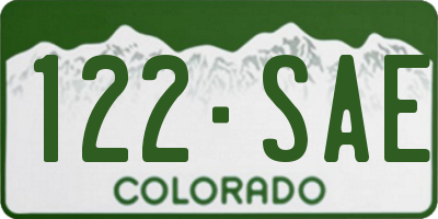 CO license plate 122SAE