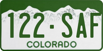 CO license plate 122SAF