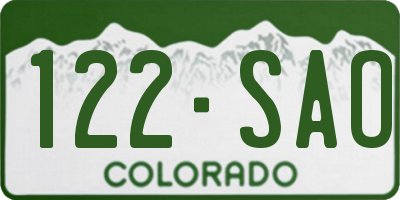 CO license plate 122SAO
