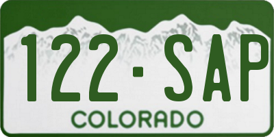 CO license plate 122SAP
