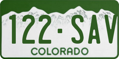 CO license plate 122SAV