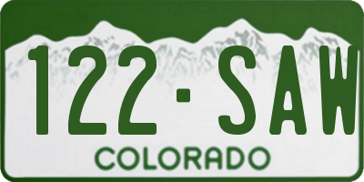 CO license plate 122SAW