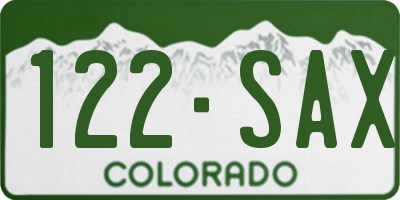 CO license plate 122SAX