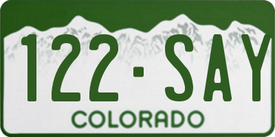CO license plate 122SAY