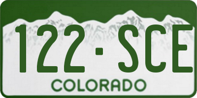 CO license plate 122SCE