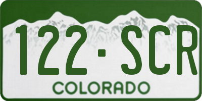 CO license plate 122SCR