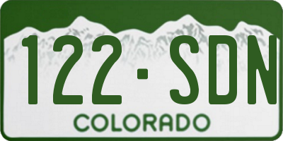 CO license plate 122SDN
