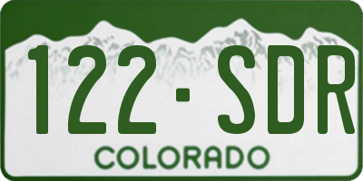 CO license plate 122SDR