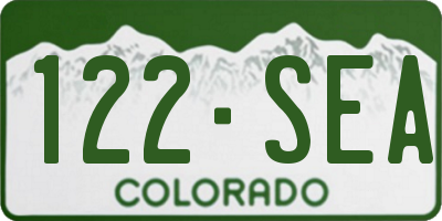 CO license plate 122SEA