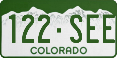 CO license plate 122SEE