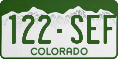 CO license plate 122SEF