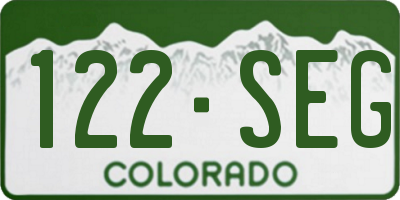 CO license plate 122SEG