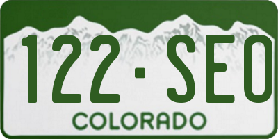 CO license plate 122SEO