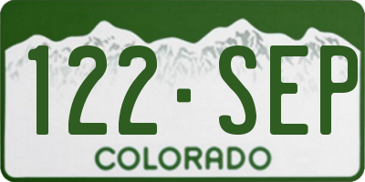 CO license plate 122SEP