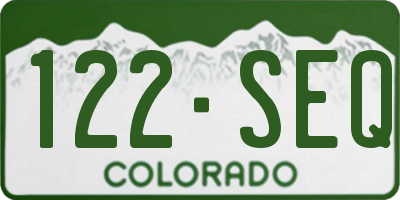 CO license plate 122SEQ