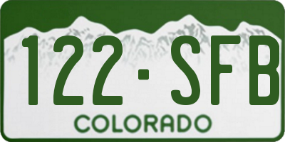 CO license plate 122SFB