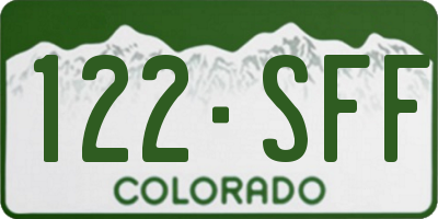 CO license plate 122SFF