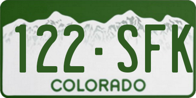 CO license plate 122SFK