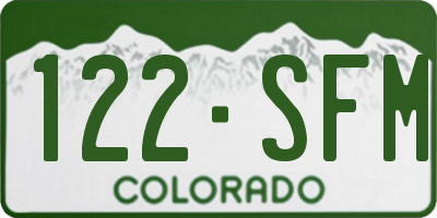 CO license plate 122SFM