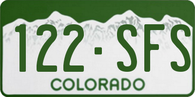 CO license plate 122SFS