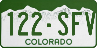 CO license plate 122SFV