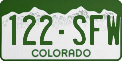 CO license plate 122SFW